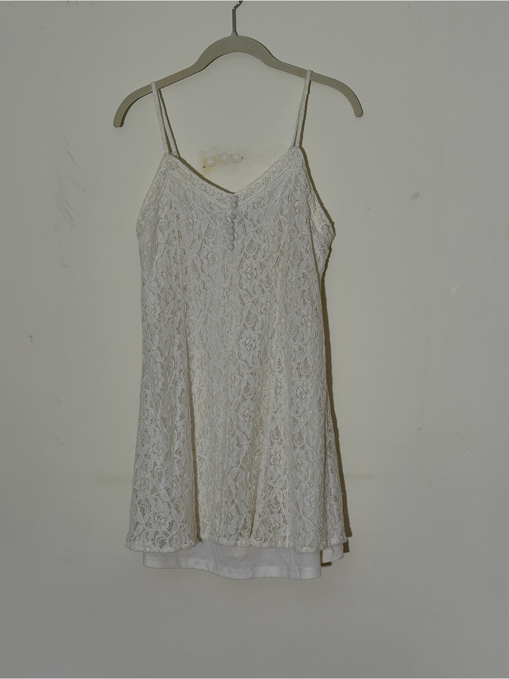 Forever 21 White Lace Slip Mini Dress Coquette Cottagecore Size L